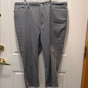 Chaps Black and White Pinstripe Straight Leg Pants